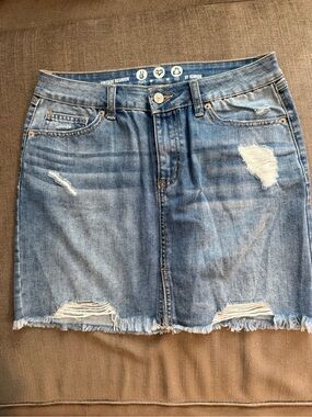 Rewash Distressed Denim Mini Skirt - Light Blue